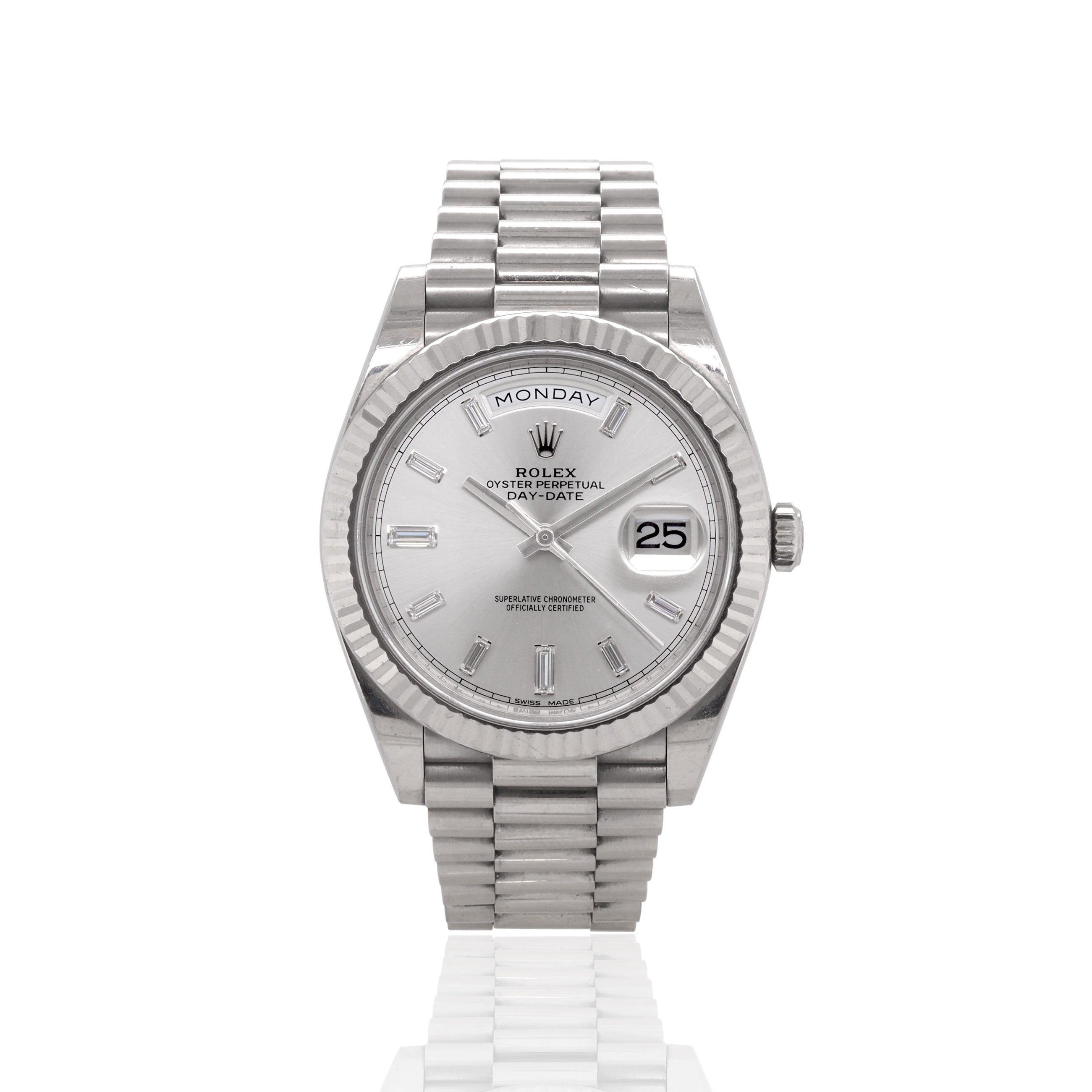 Rolex Oyster Perpetual Day Date Diamond Set Steel Automatic Watch