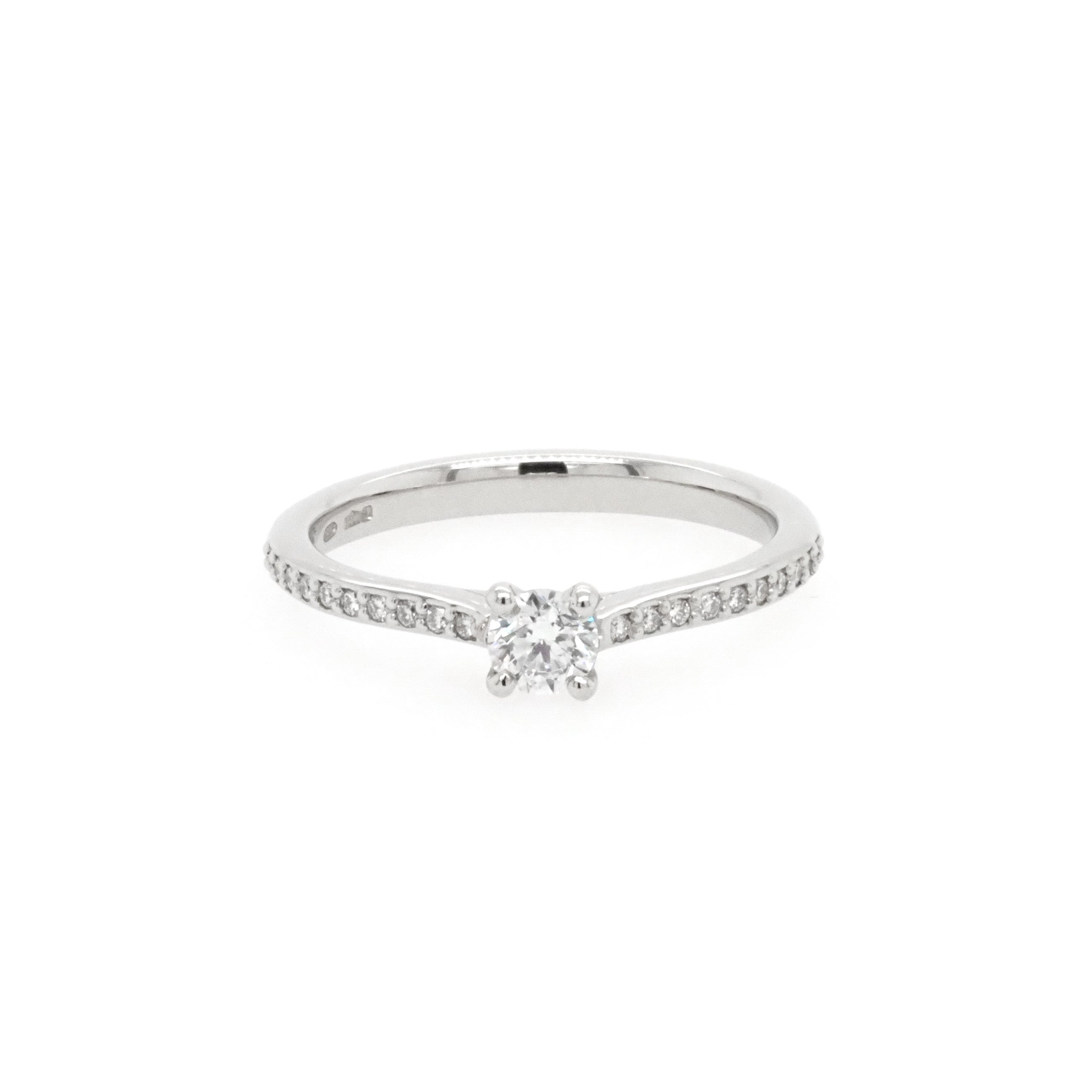 Single diamond sale silver ring