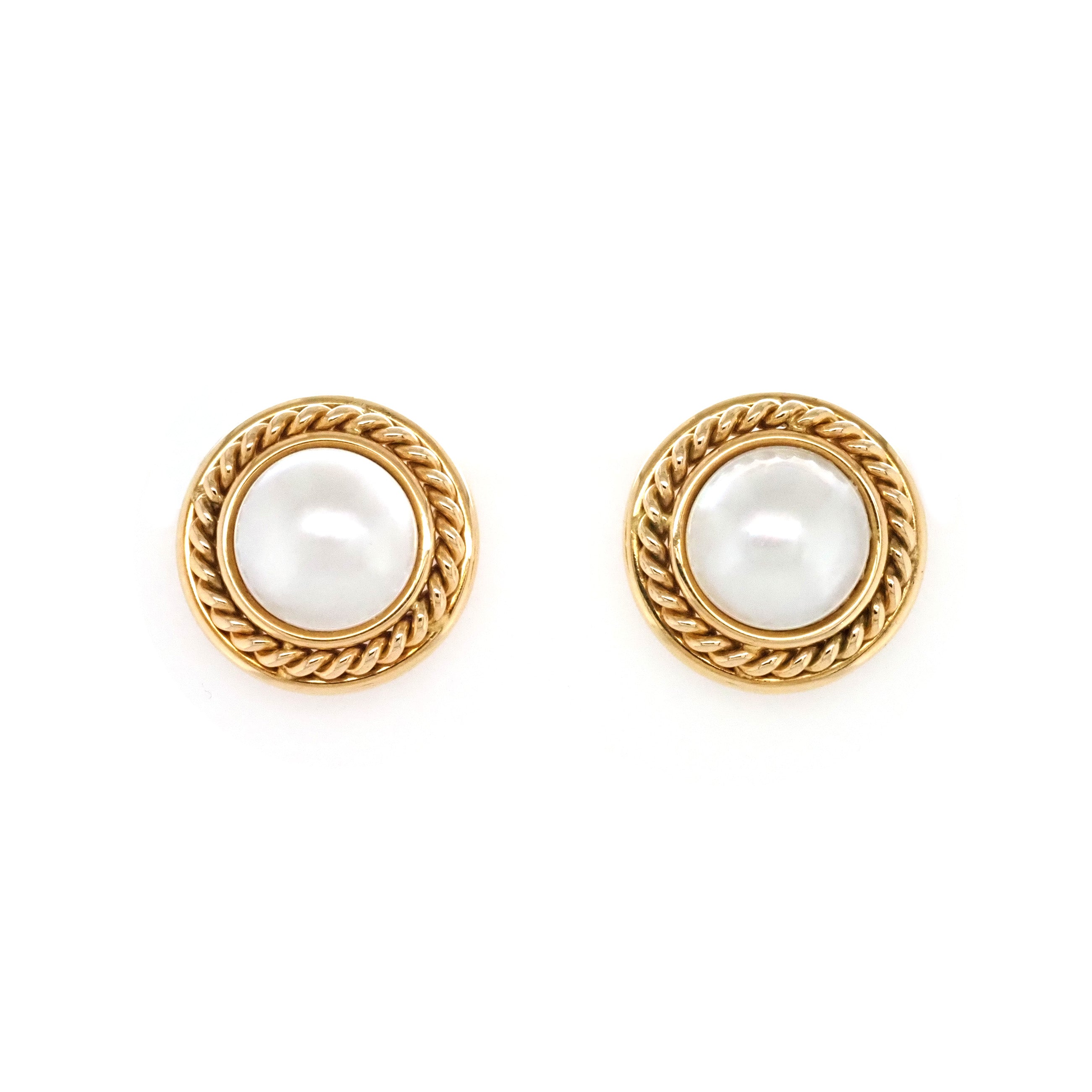 18ct Yellow Gold Mabe Pearl Earrings